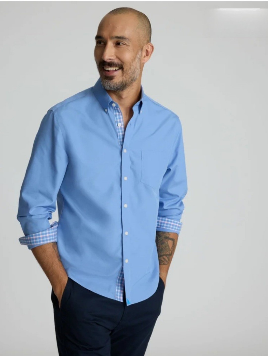 Untuckit Rosaire Blue Winkle Free Slim Fit Long Sleeve Shirt Sz Xxl